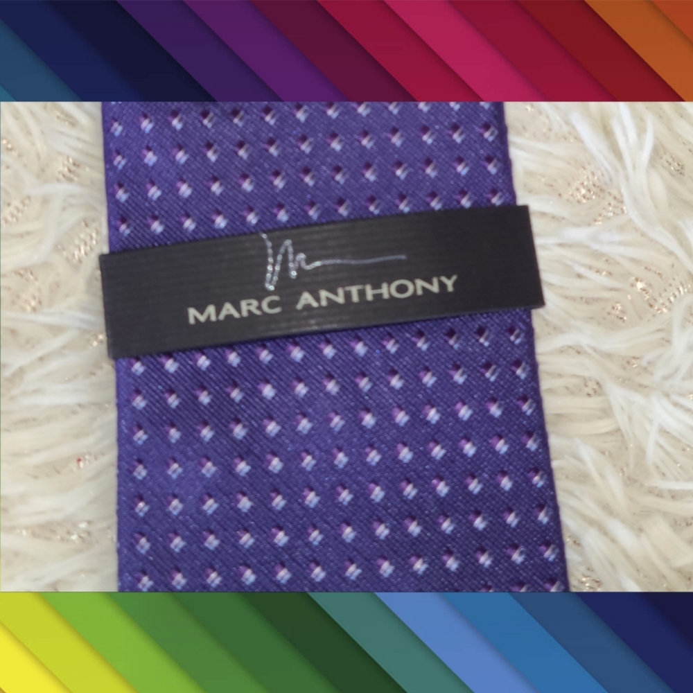 MARC ANTHONY MENS PURPLE DIAMOND TEXTURED TIE NWT - Picture 3 of 3